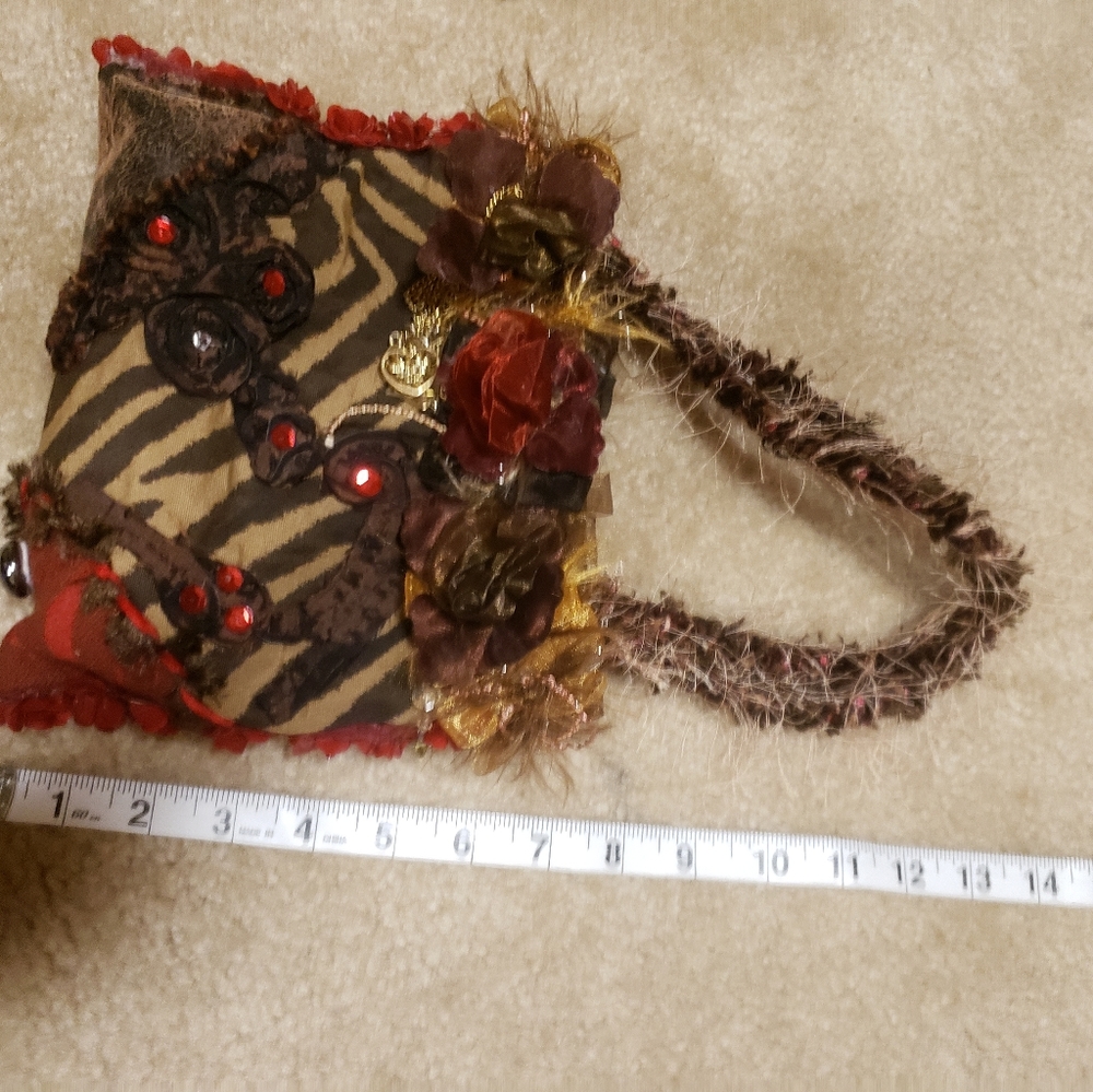 One-of-a-Kind OOAK Vintage Handmade Mini Bag - 3D Floral & Earthy - Picture 9 of 14